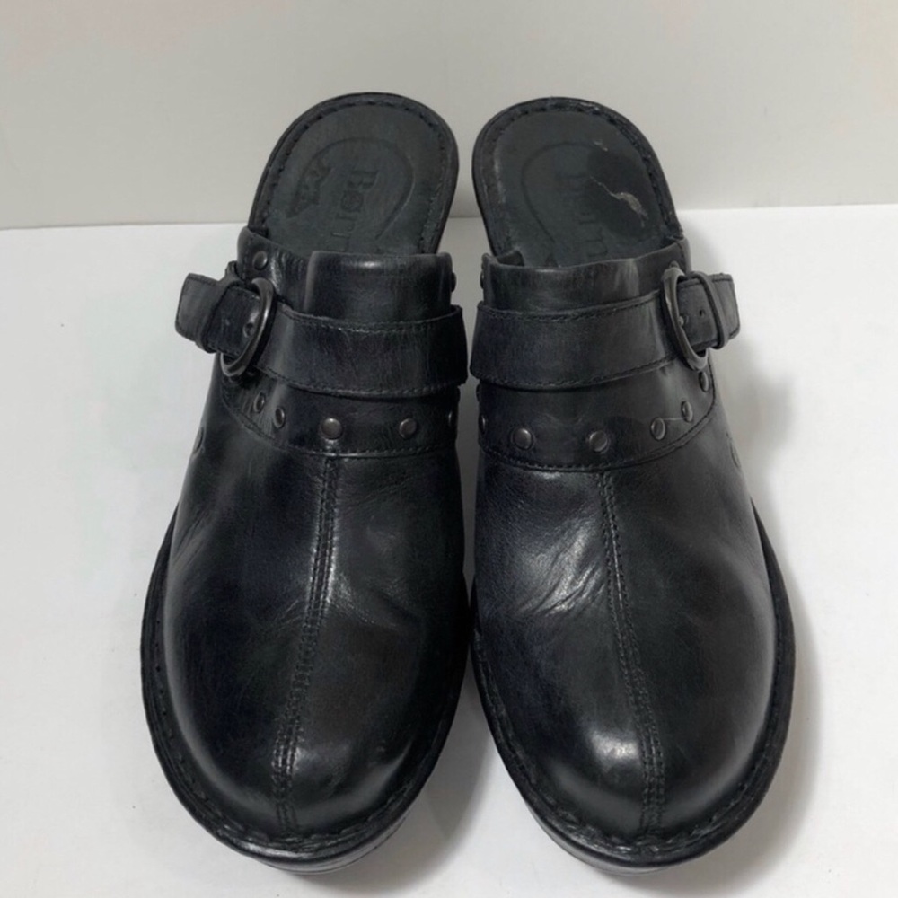 Born Leather Black Clogs with Silver Buckle and Studs. Size 9. - Picture 4 of 7